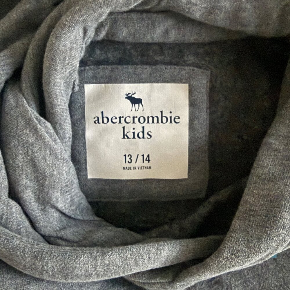 Abercrombie Kids Gray Logo Hoodie Sweatshirt Size 13/14 - Picture 5 of 5
